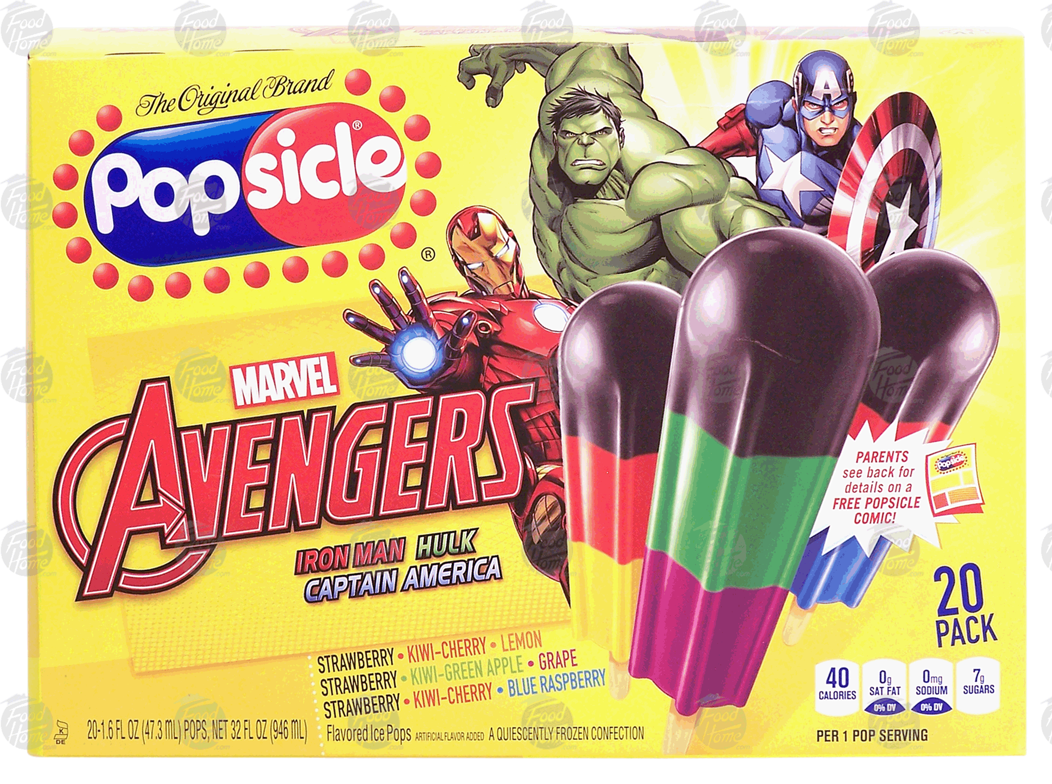 Popsicle Ice Pops  Super Heroes Assorted Flavors 1.6 Oz Full-Size Picture